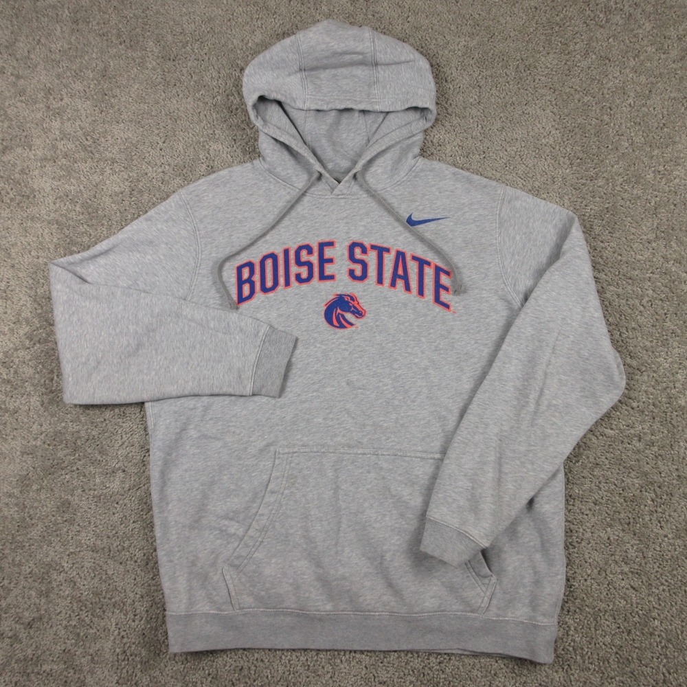 Boise State Broncos Sweater Mens Large Gray Hoodie Sweatshirt Nike Fleece NCAA